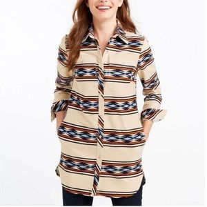 LL Bean Signature Chamois Cloth Tunic Size Large Southwest Print  Cabin core